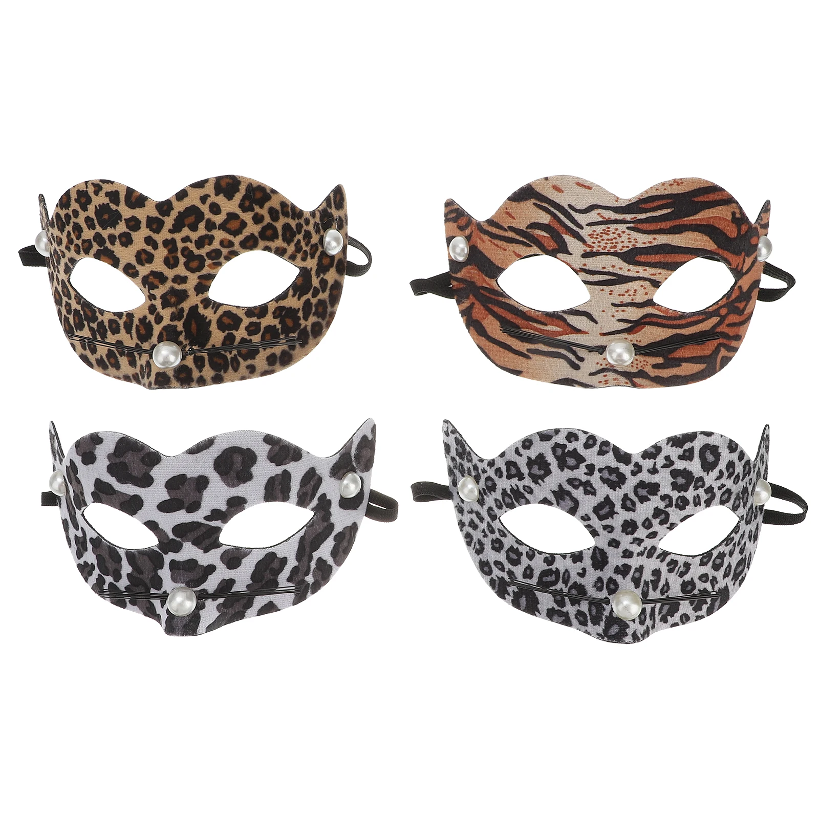 

4 Pcs PVC Mask Animal Masquerade Cut The Grass Decoration Half Costume Masks Man