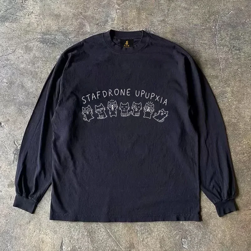 Long Sleeve T-Shirt 310 Pure Cotton Double Thread Women's Style Three Needle Charitable Fundraising Upward Hero American Couple