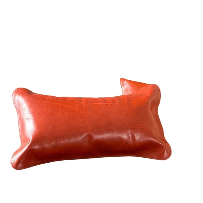 

First layer buffalo leather pillowcase, cowhide mat matching single leather summer pillowcase soft pillowcase
