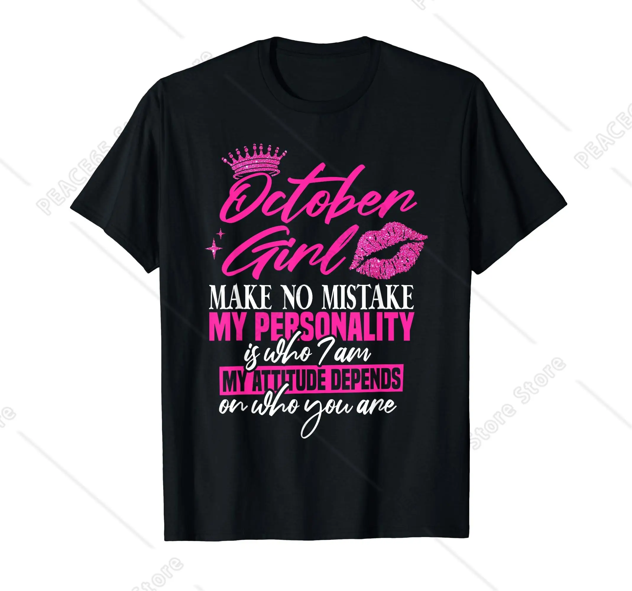 October Birthday Women T-Shirt For Men Women Short Sleeve Funny Holiday Tee Cotton Clothe Round Neck