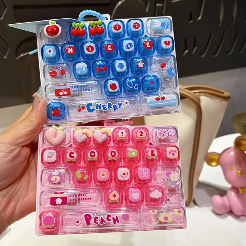 Cute Kawaii 3D Cartoon Keycaps With Cherry Peach Themes And Soft Touch Finish Perfect For Mechanical Keyboard Gaming Decoration