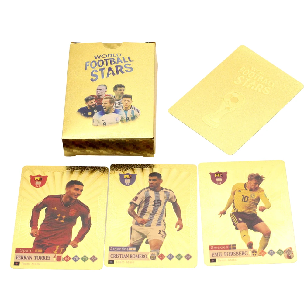 55Pcs Ballsuperstar Gold Card Star Limited Edition Signature Series Trading Football Player Card Children\'s Fan Gift Pack