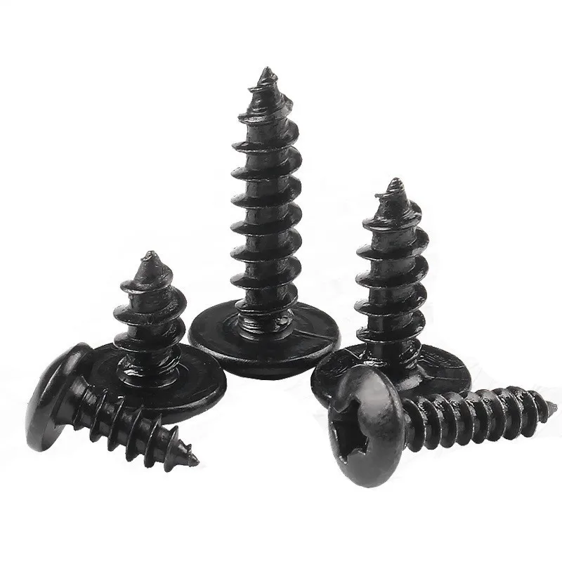 100pcs/lot M2.6 M3 M3.5 M4 M5 BLACK CARBON STEEL Phillips Truss Head Cross Recessed Mushroom Head Self Tapping Screws