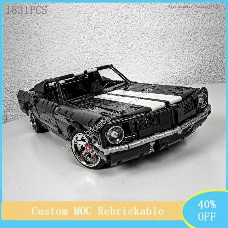 MOC Technical Ford Mustang 1:10 Model Building Blocks Bricks Classic Muscle Race Car Birthday Christmas Educational Toy Gift