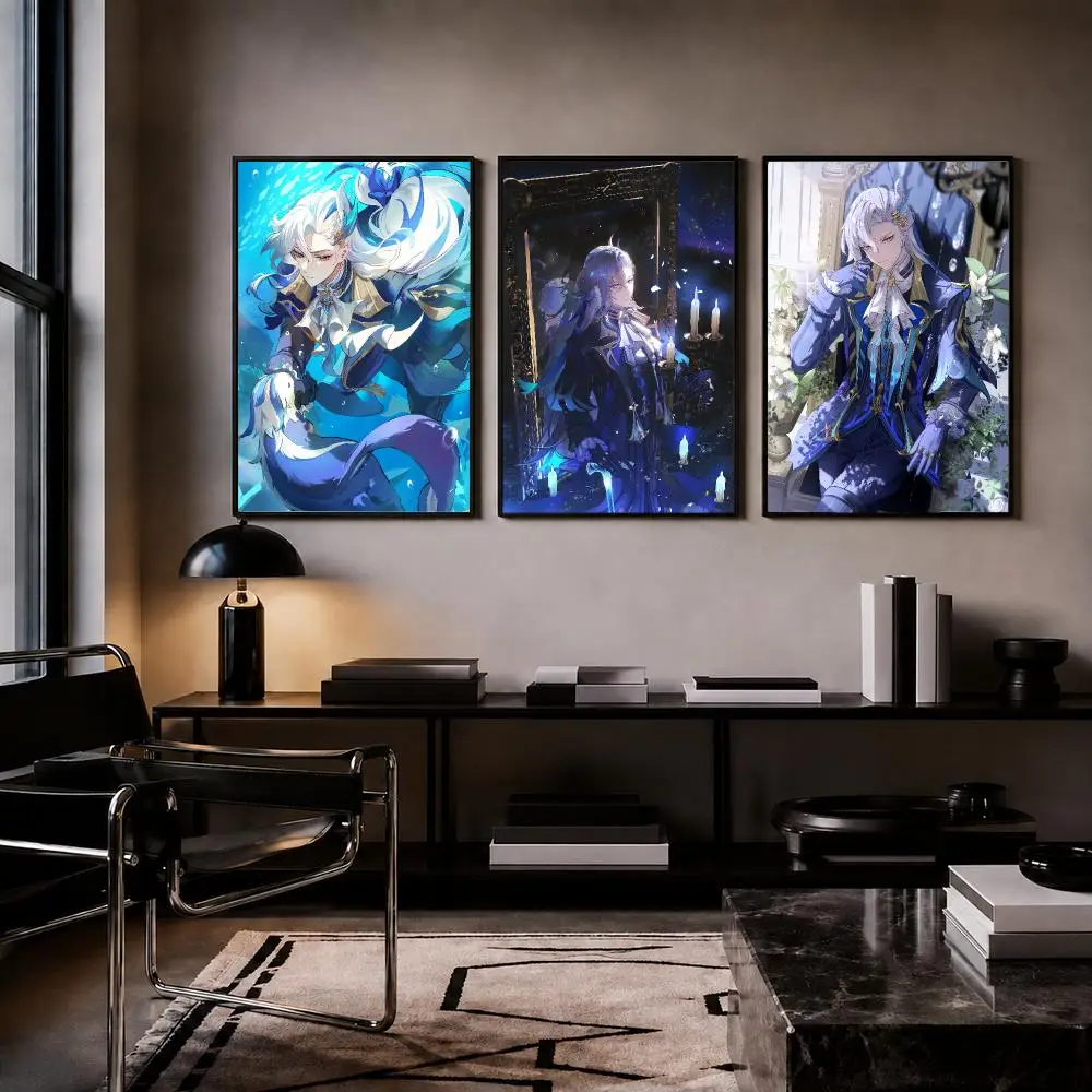 Game G-Genshin Impact Neuvillette Poster Trendy HD PP Paper Waterproof Wall Art Print for Bedroom Living Room Decor
