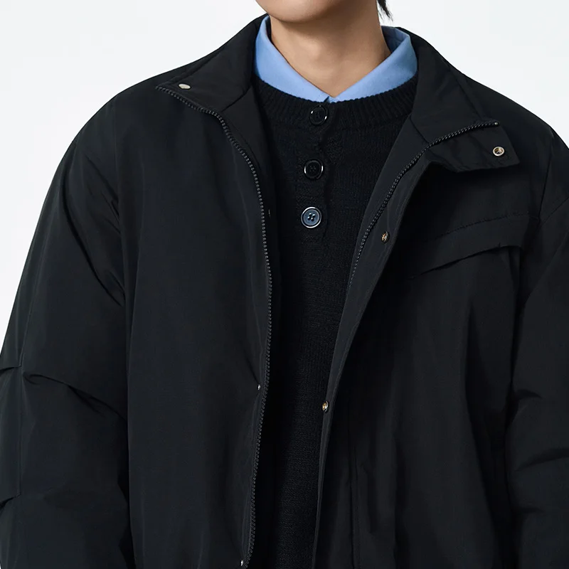 سترة قطنية مبطنة بياقة واقفة للرجال، كاجوال للعمل على الطراز الكوري، مجموعة خريف وشتاء 2025