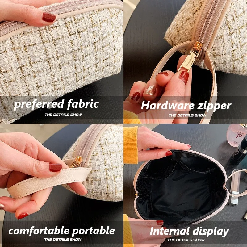 Knitting Style Cosmetic Bag Portable Carry-on Makeup Bag Fashion Large Storage Bag