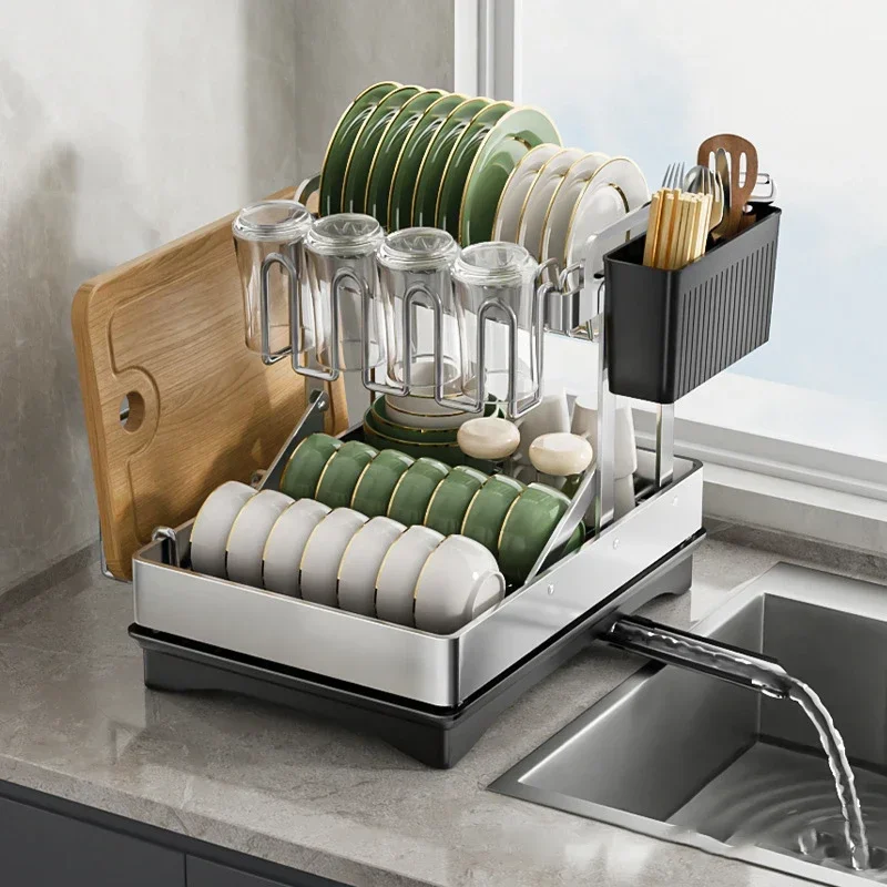 dish-drying-rack-kitchen-counter-removable-utensil-holder-2-tier-dish-knifes-cup-cutting-board-stand-shelf-rack-with-drainboard