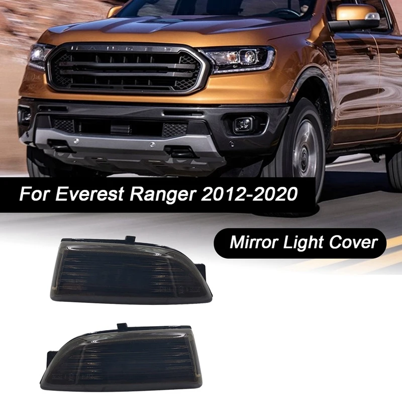 10X Left+Right Rearview Mirror Light Cover Indicator Turn Signal Lamp Cover For Ford Everest Ranger 12-20(Without Bulbs)