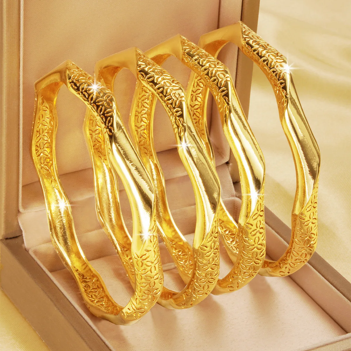 9999 gold irregularly hollowed-out bracelet - exquisitely sophisticated hand bracelet