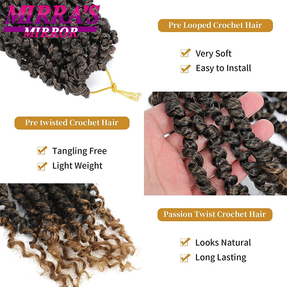 Passion Twist Crochet Hair 6/8/12/18 Inch Synthetic Pre-twisted Short Passion Twist Hair Pre Looped Passion Twist Crochet Braids