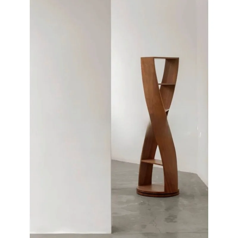 Solid wood special-shaped book round  living room decorative shelf display shelf study