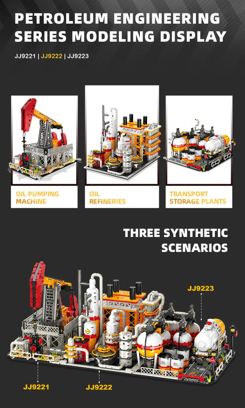 City Oil Refinery Building Blocks Set Macchina di pompaggio Modello di pianta di stoccaggio Assemblaggio di mattoni Giocattolo STEM Giocattolo da costruzione per adulti