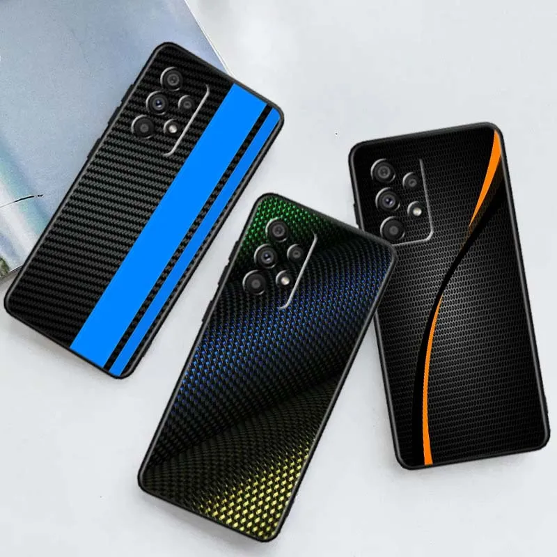 

Artistic carbon brazing style Phone Case For Samsung A73 A72 A71 A55 A54 A53 A52 A51 A13 A22 A16 A15 A12 A14 A05 A06 5G Black