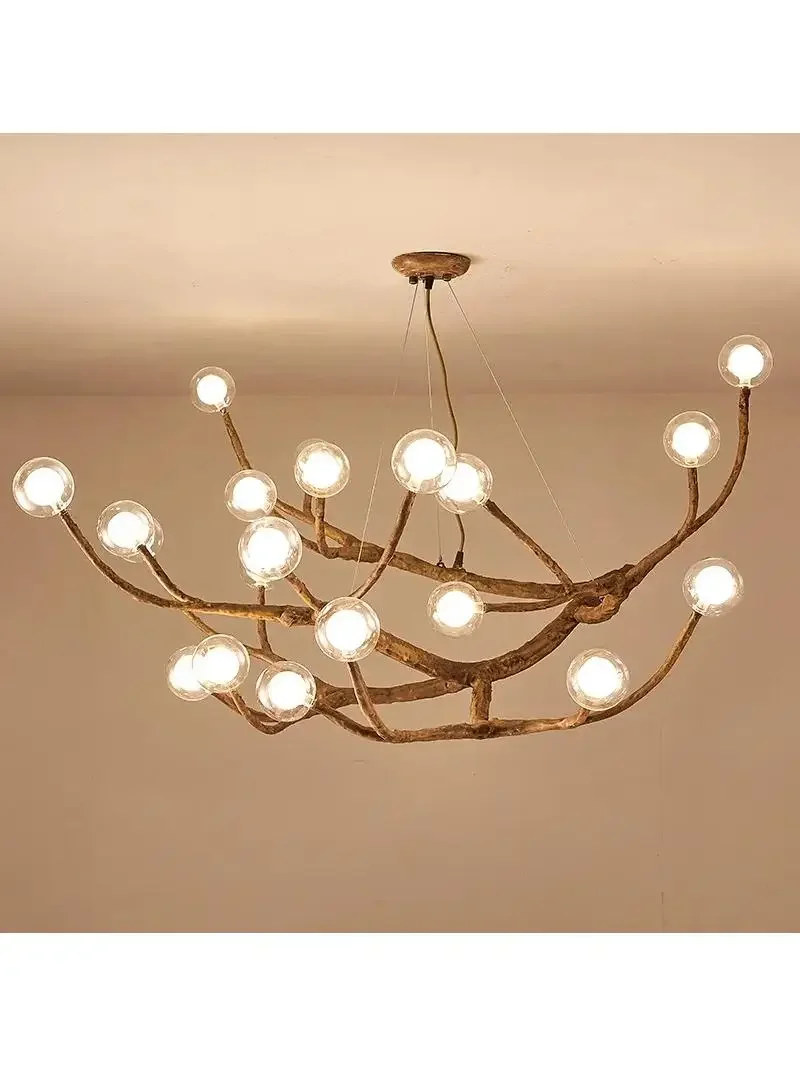 Retro braun antike LED Kronleuchter Baum Zweig Kunst Pendelleuchte für Wohnzimmer Schlafzimmer Studie hängende Beleuchtungskörper