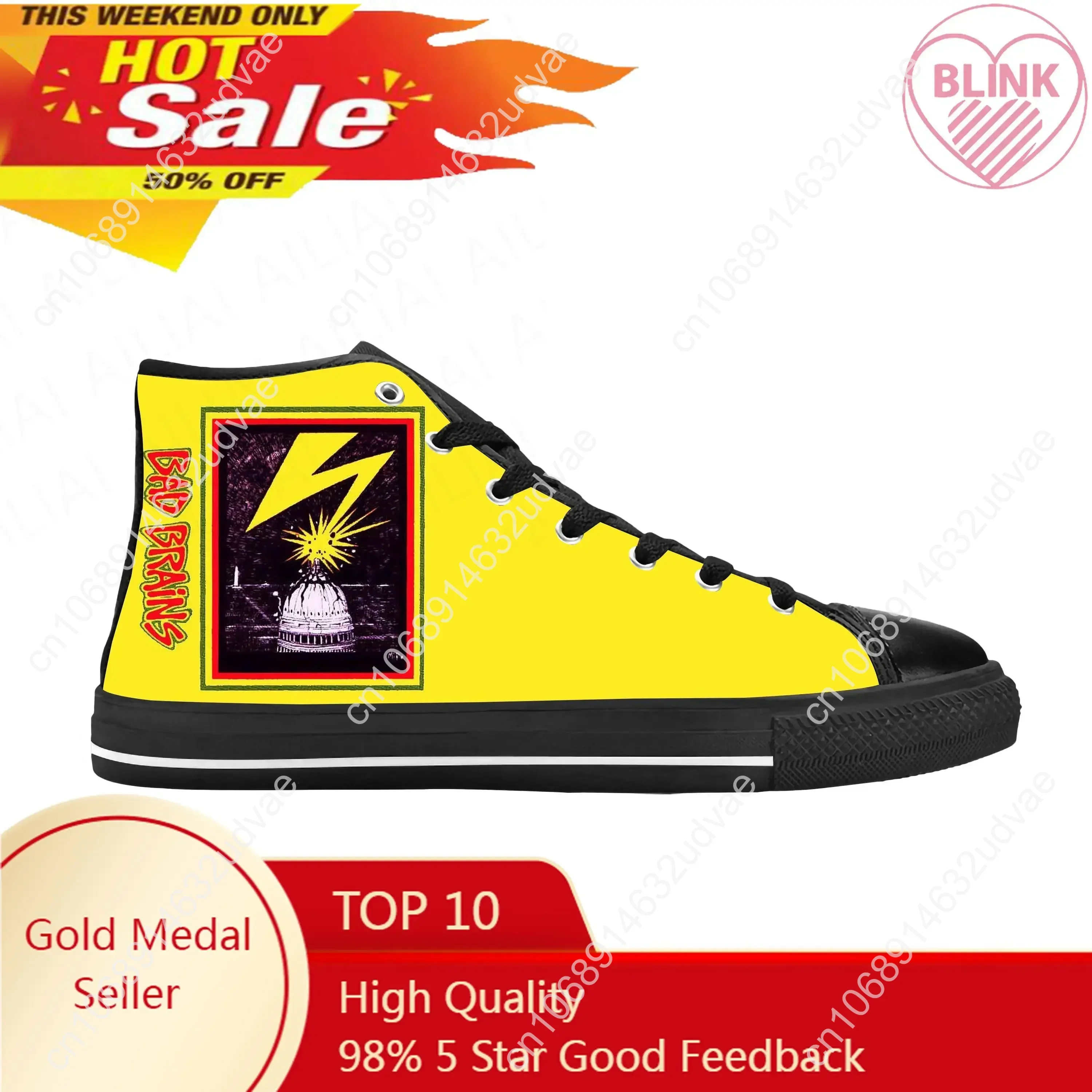 

Bad Brains Punk Rock Band Singer Music Cool Funny Casual Cloth Shoes High Top Comfortable Breathable 3D Print Men Women Sneakers