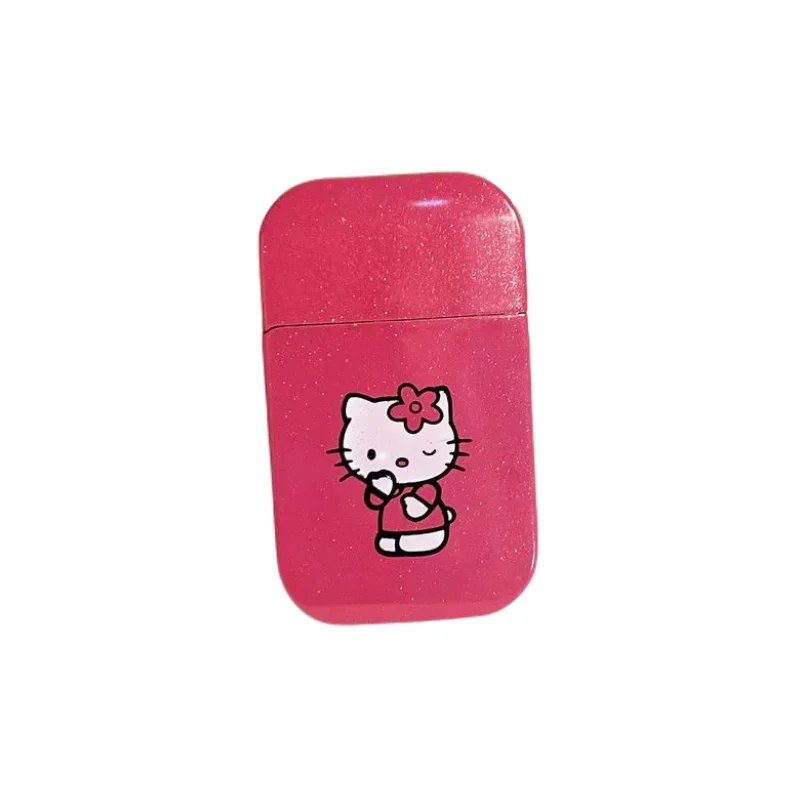 Hello Kitty Anime Cartoon Figure Kawaii Creative Windproof Pink Flame Lighter KTV Bar Personality Cigarette Lighter Holiday Gift