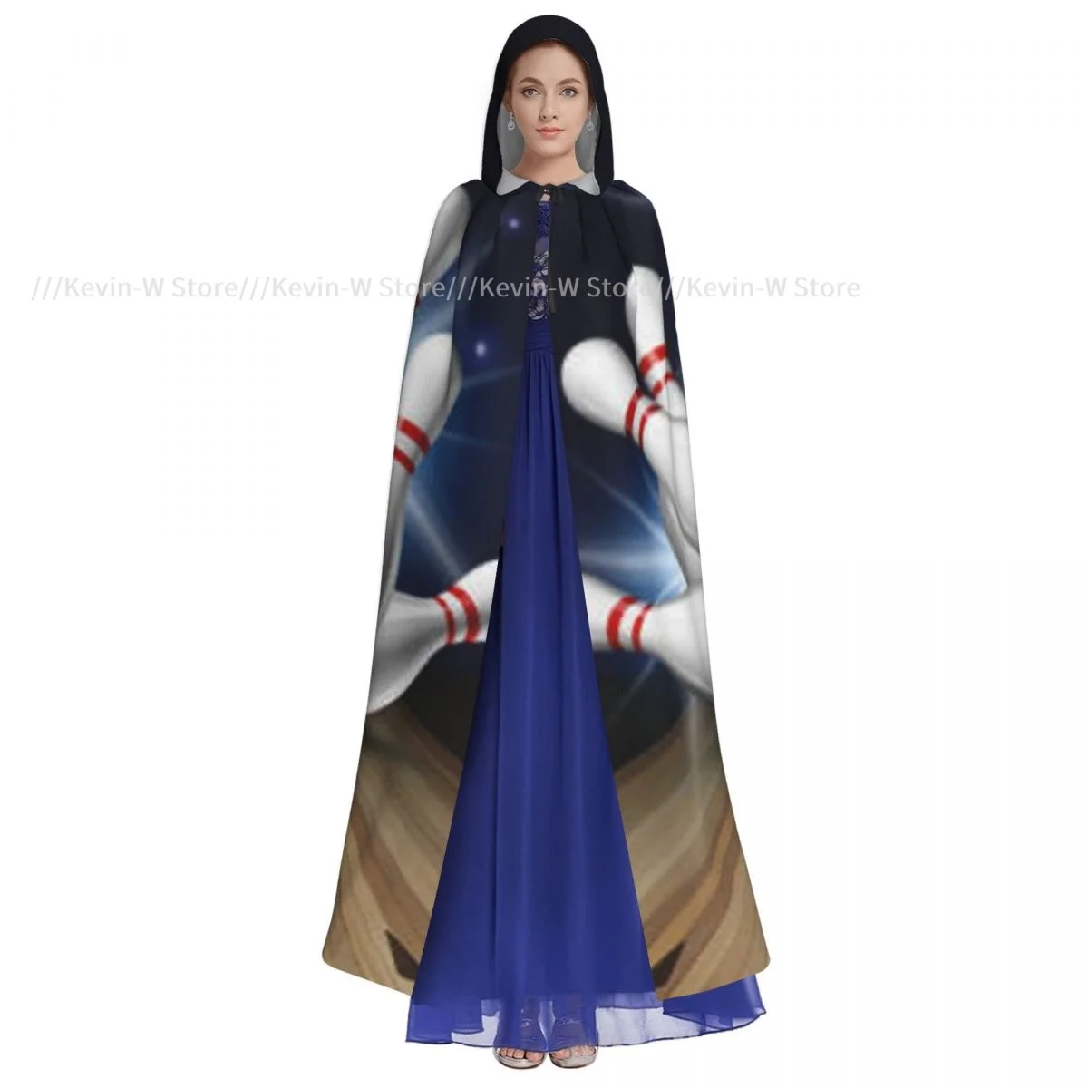 Adult Cloak Cape Hooded Bowling Ball Crashing Into The Pins Medieval Costume Witch Wicca Vampire Elf Purim Carnival Party