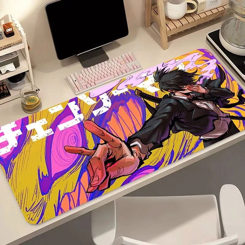 Mauspad HD Anime Gaming-Zubehör Tastaturunterlage Chainsaw Man Hayakawa Aki Schreibtischunterlage Gamer-Mauspad Cool Fox Mausmatte