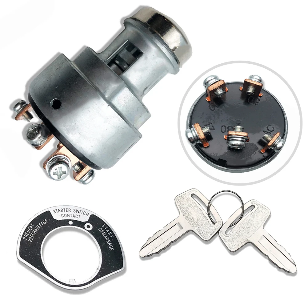 Replacement For Ignition Switch for Kubota Diesel & Gas 1E01363590 with 2 Keys and Dust Shield for Improved Engine Security