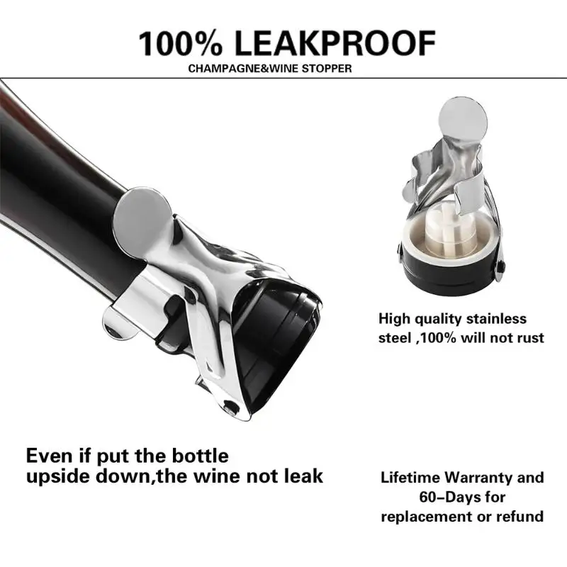 Hot Sale Wine Bottle Stoppers Stainless Steel Press Mode Champagne Stopper Bar Tools Simple Sealing Bottle Cap Keep Wine Fresh