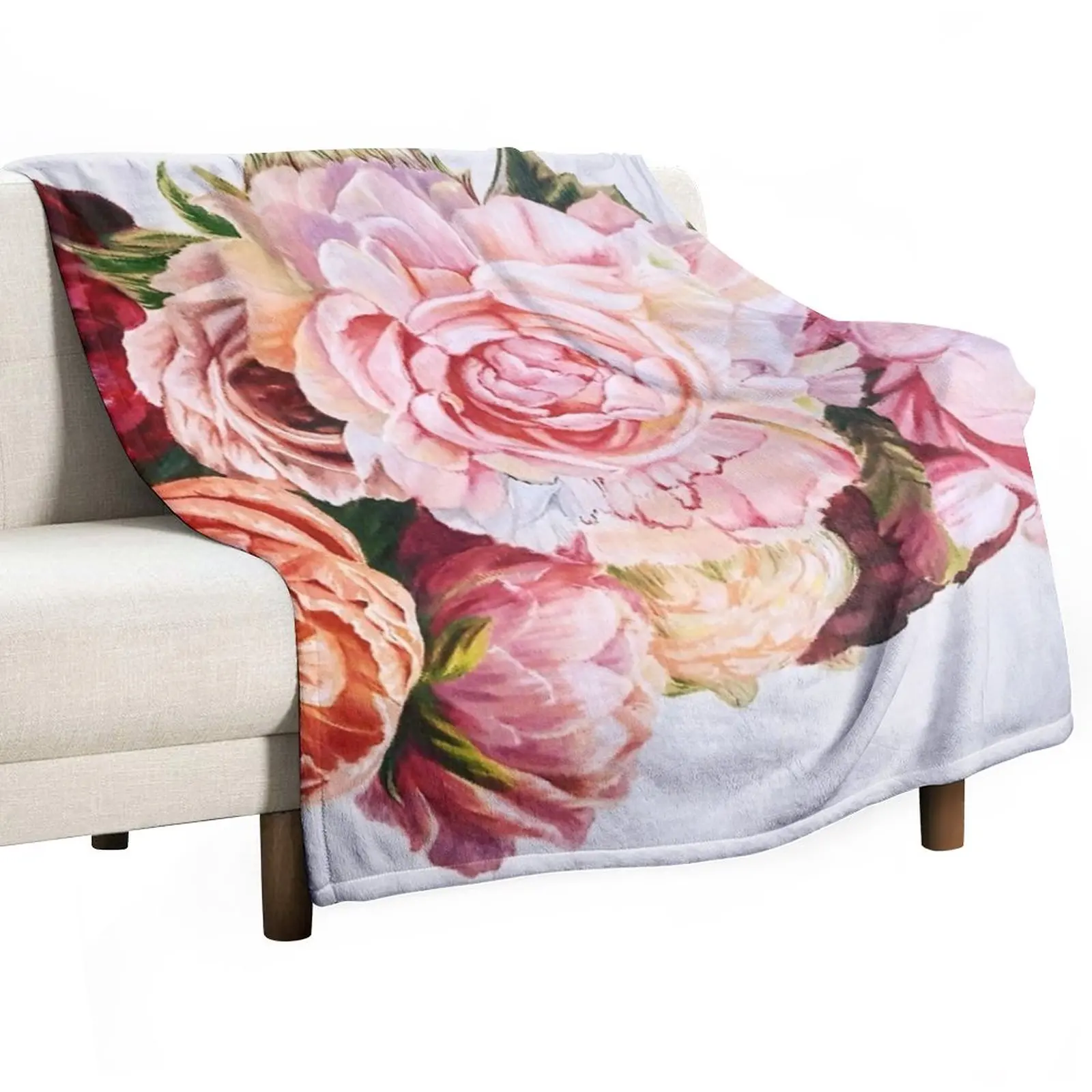 

Peonies Throw Blanket Cute Blanket Heavy Blanket