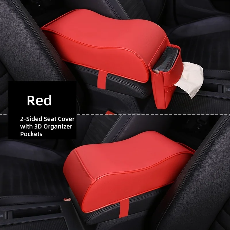 PU lederen auto armsteun middenconsole ergonomische curve vorm tissuezak opbergruimte auto-interieur geschenken - afbeelding 1