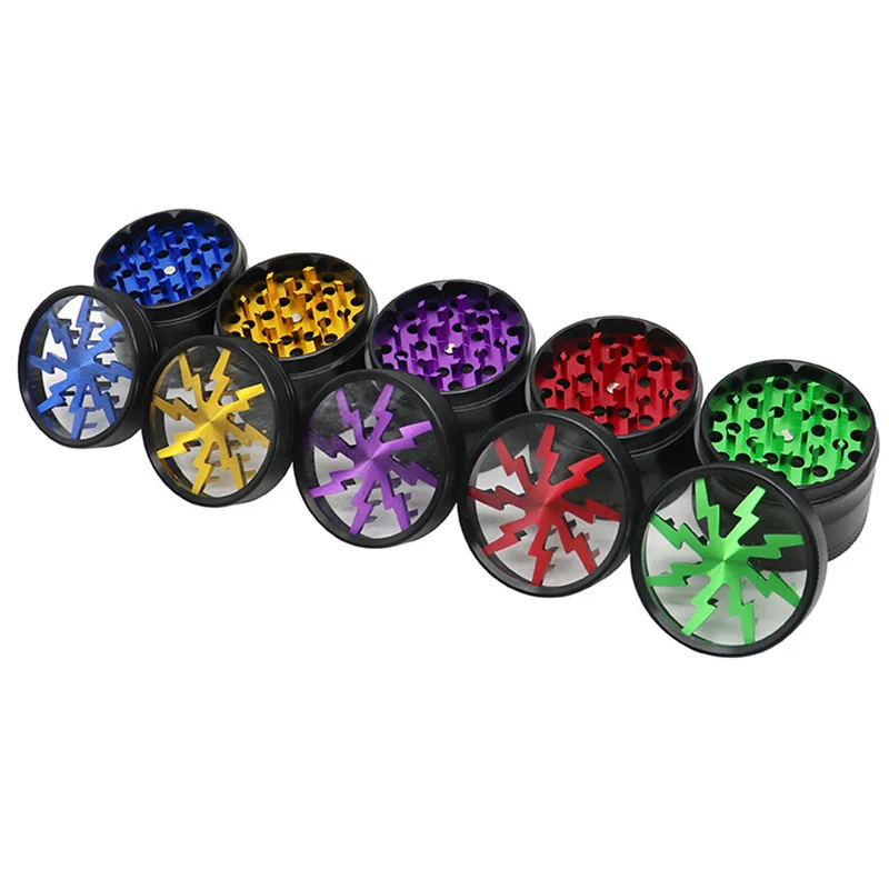 63mm 4 layers tobacco herbal grinder 5 colors crusher metal aluminum alloy cutter mill lighting for spice Smoking