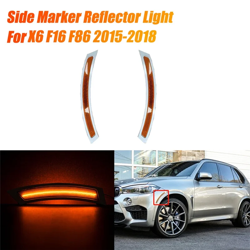 BB-المصد الأمامي الجانب ماركر عاكس ضوء لسيارات BMW X6 F16 F86 15-2018 مصباح تحذير عاكس قطاع الكسوة