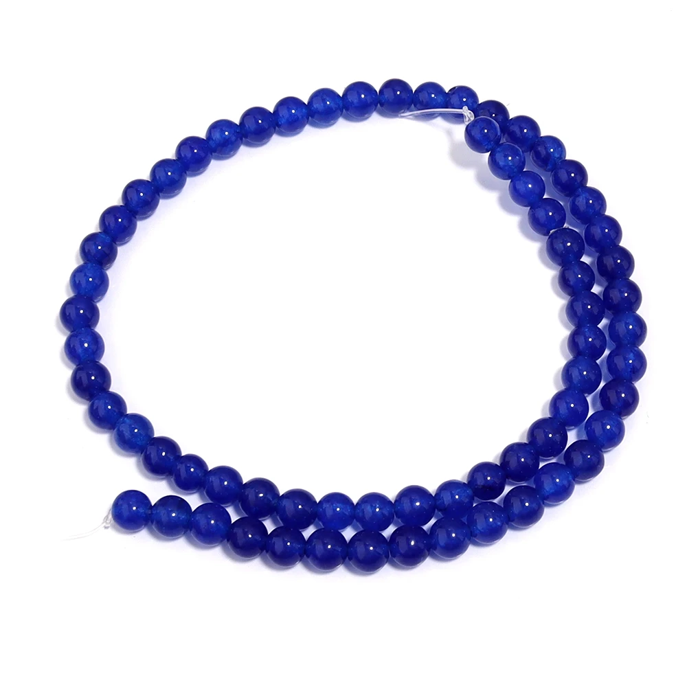 1 Strang Natursteinperlen 4/6/8/10/12 mm dunkelblaue Chalcedonperlen runde lose Perlen für DIY Schmuckherstellung Armband Halskette