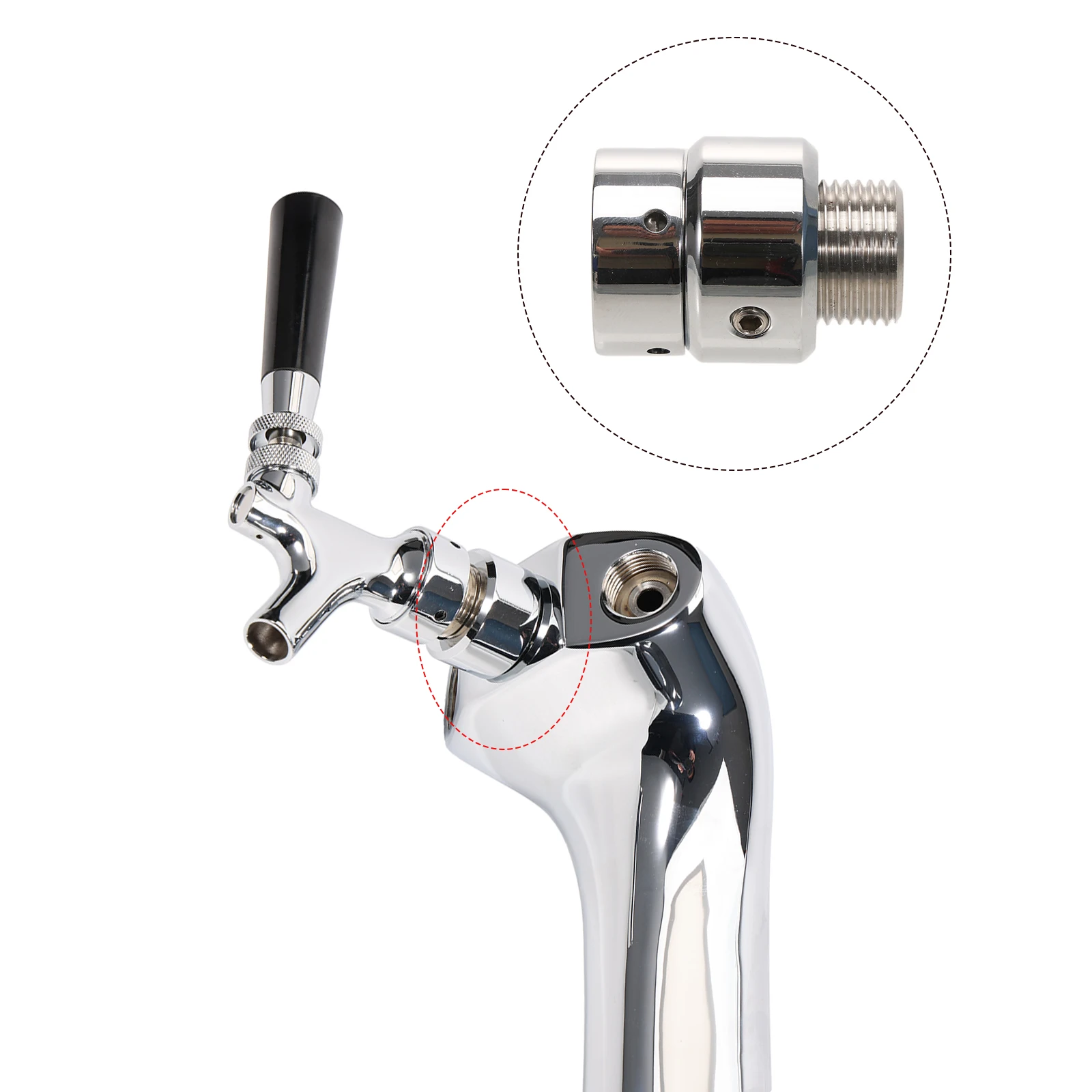 Chrome Beer Faucet Shank & Shank Spacer for Cobra Tower 44.5mm Shank 20mm Spacer  G5/8