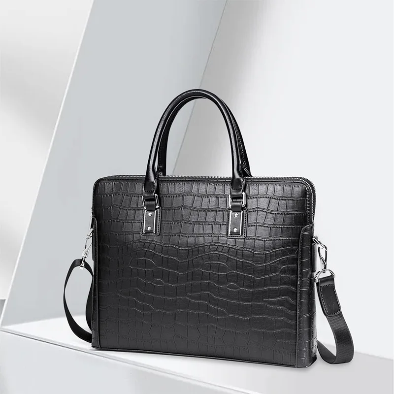 Genuine Leather Simple Business Briefcase Large Capacity Top Layer Cowhide Laptop Luxury Bag Versatile Men's Handbag Brief Case