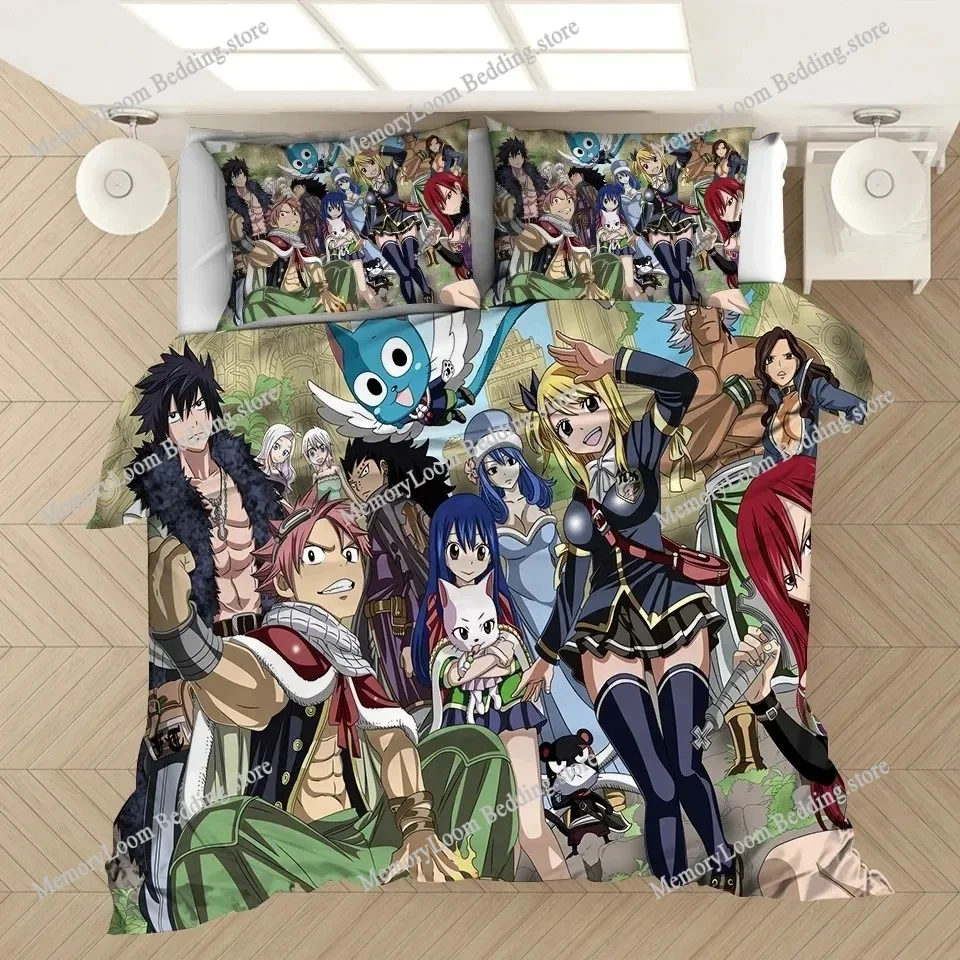 

3D Printed Anime Cute FAIRY TAIL Bedding Set Boys Girls Twin/Queen/King Size Duvet Cover Pillowcase Kids Adult Chic Home Textile