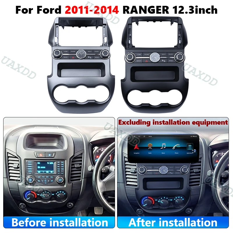 For Ford 12.3Inch Frame Kit Dashboard Panel Mounting Android Radio Cable 2009-2022 Focus Fiesta Kuga Ranger Transit Edge Escort