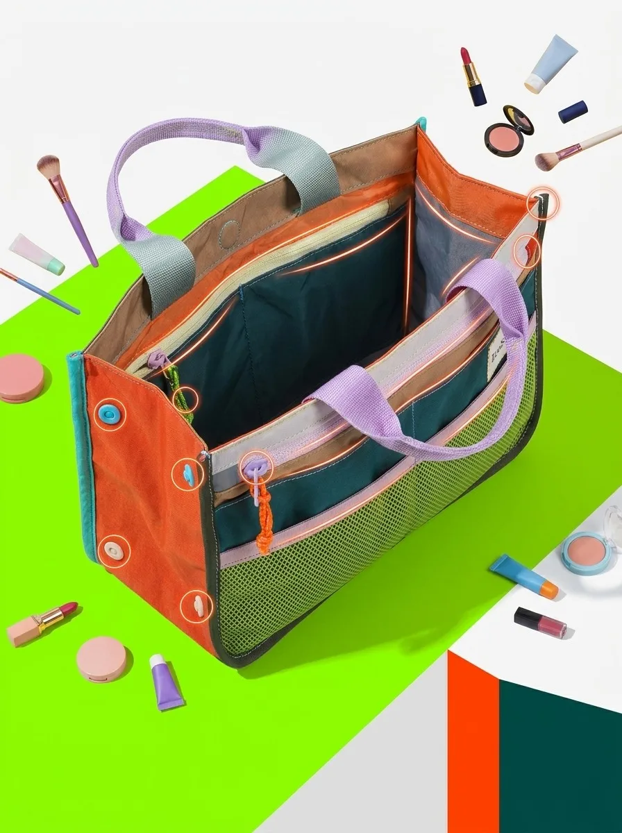 double-sided-waterproof-nylon-makeup-bag-durable-high-end-sensation-storage-tote-cosmetic-bag-for-travel-and-daily-use