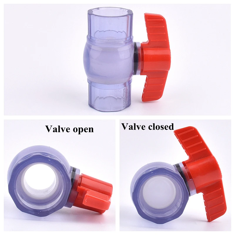 20~63mm UPVC Aquarium Fish Tank Connectors Transparent Blue UPVC 50cm Pipe/Ball Valve/Direct/Elbow/Tee/Union Joint/Cross Joints