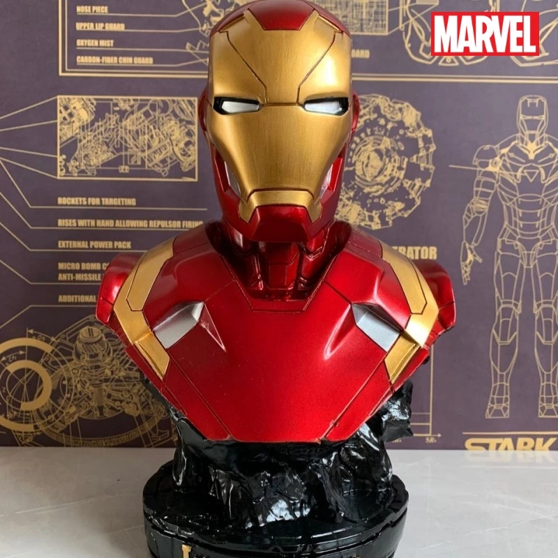 Avengers Iron Man Anime Peripheral Black Panther Bust 1:1 Figure Bust Living Room Ornament Large Resin Collection Gift