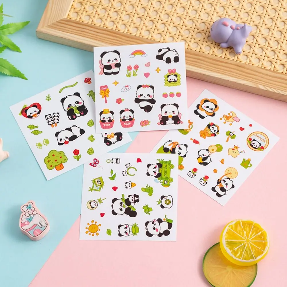 10Pcs Cartoon Panda Patterns PVC Stickers Scrapbook Decor Waterproof Water Cup Stickers DIY Notebook Decoration