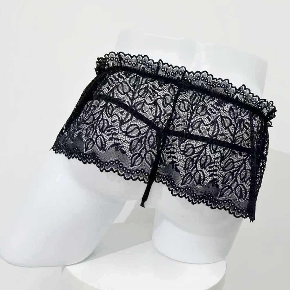 Men 2pcs Lace Sheer Briefs Couple Life Underwear Tie Up T-Back Gay Sissy Low Rise Thongs Erotic G-strings Extreme Men's Panties