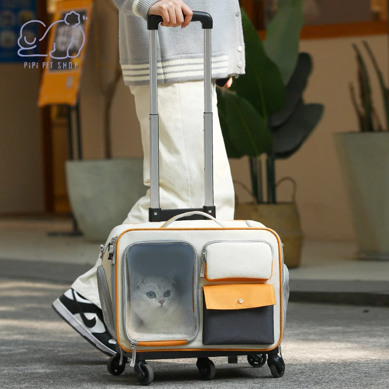 Cat and Dog Bag Portable Travel Pet Trolley Suitcase Small Dog High Appearance Level Stress Resistant Breathable Backpack