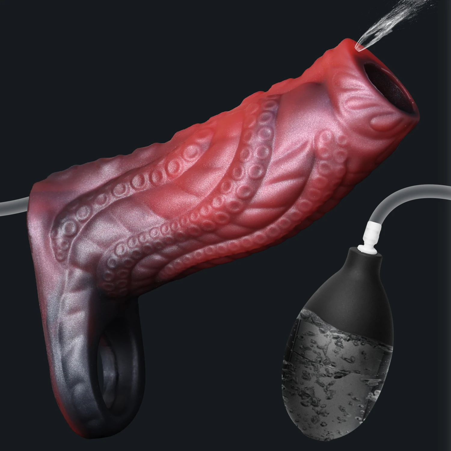 Realistic Squirting Penis Sleeve with Soft Cock Ring Reusable Dildo Enlargement Comdom Ejaculation Water Spray Sex Toys for Men