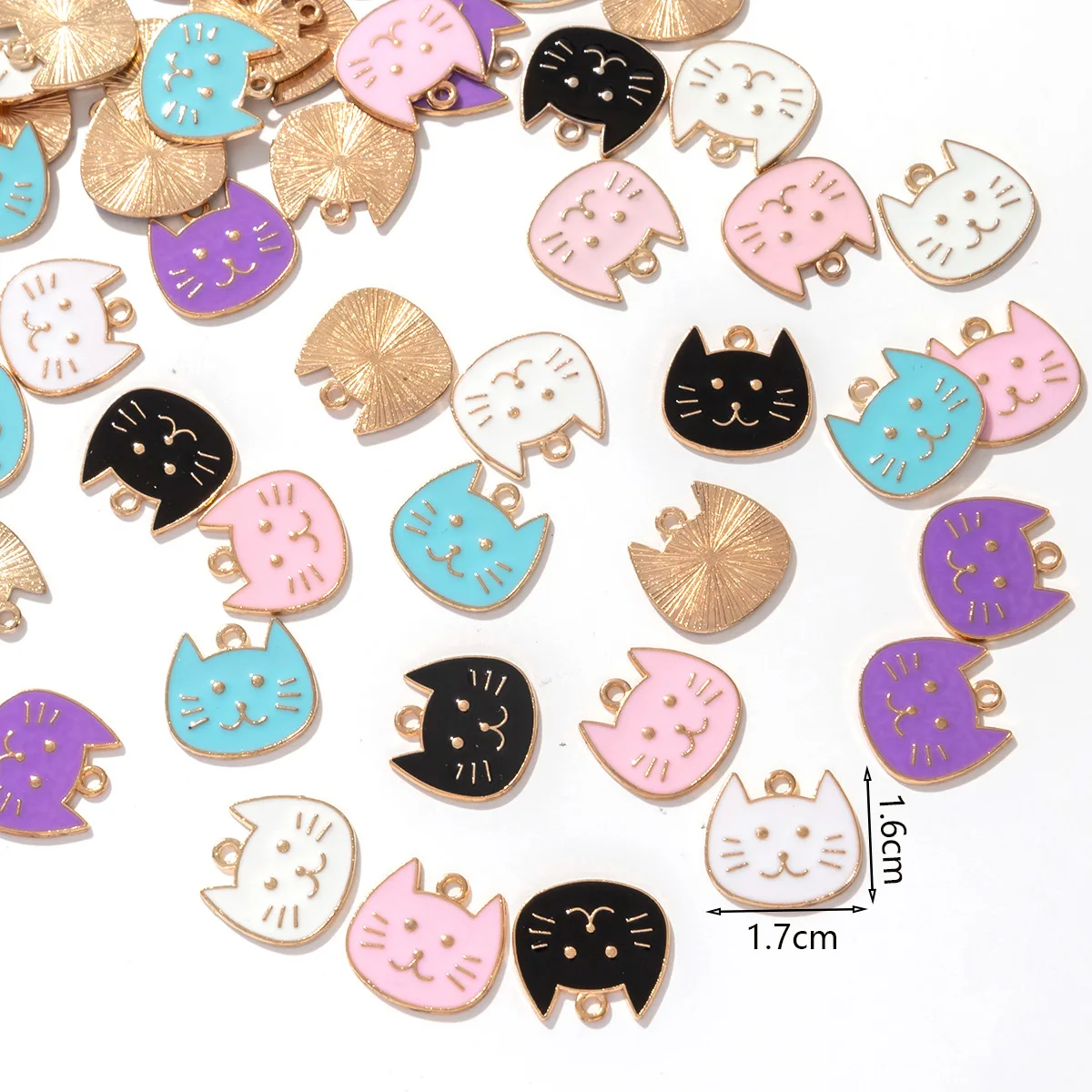 50pcs/lot colorful cute small cat pendant alloy enamel Charm DIY accessories of necklace bracelet headdress handmade fitting