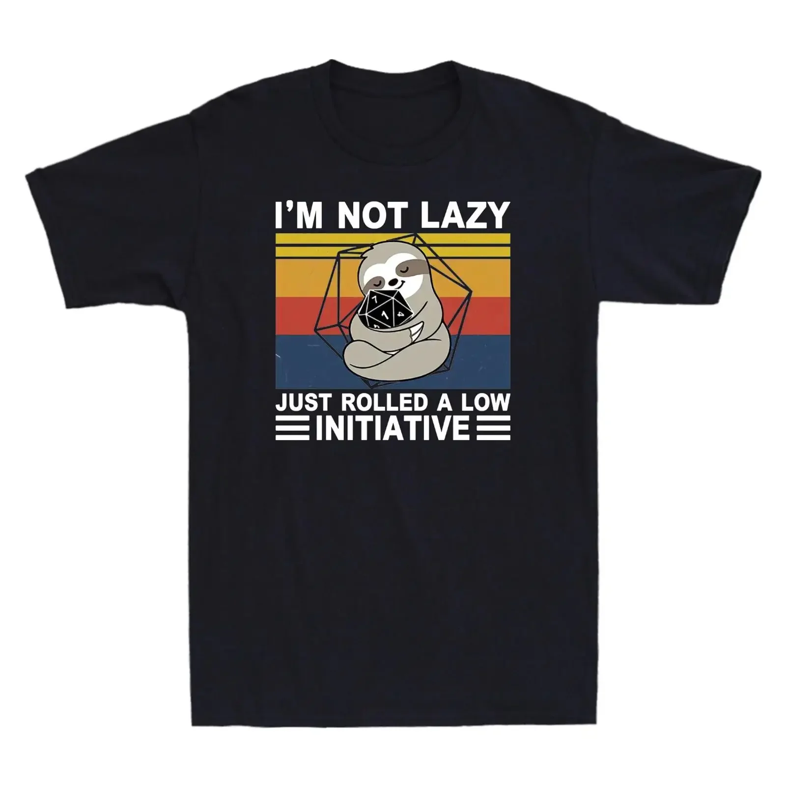 Sloth I'm Not Lazy Just Rolled A Low Initiative Gamer Vintage Men's T Shirt vintage Washed graphic Versatile homme Unisex Soft