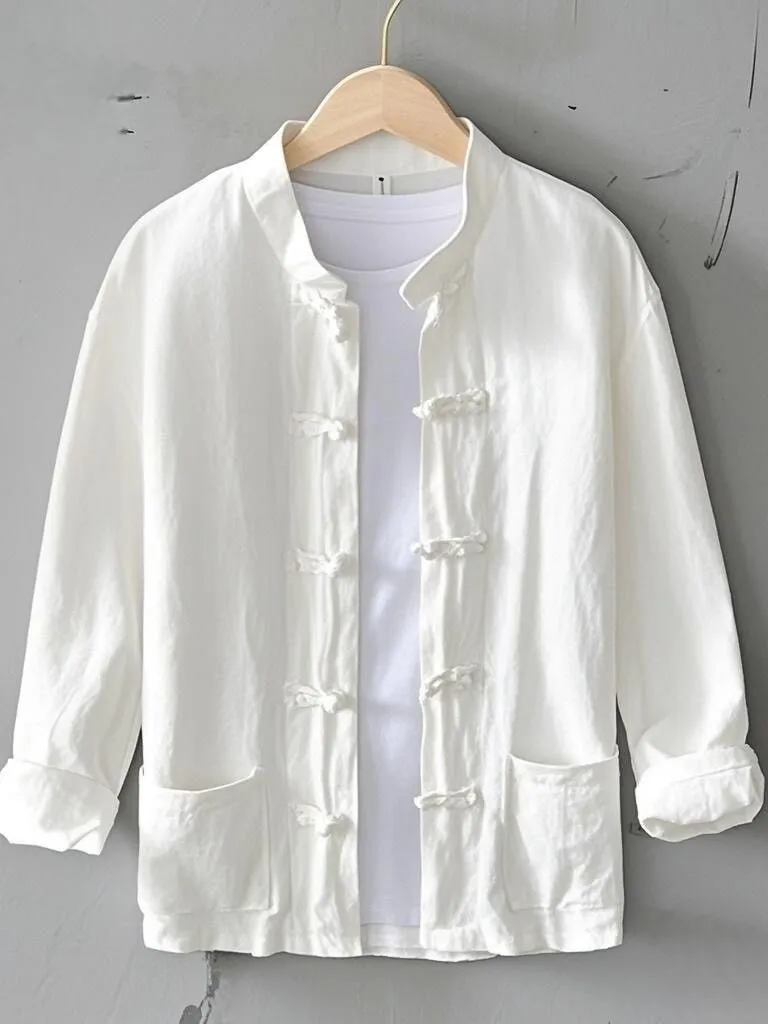

Loose Fit Cotton Linen Men's Shirt Traditional Chinese Style Casual Wear Button up Long Sleeve Breathable Comfortable Male Top