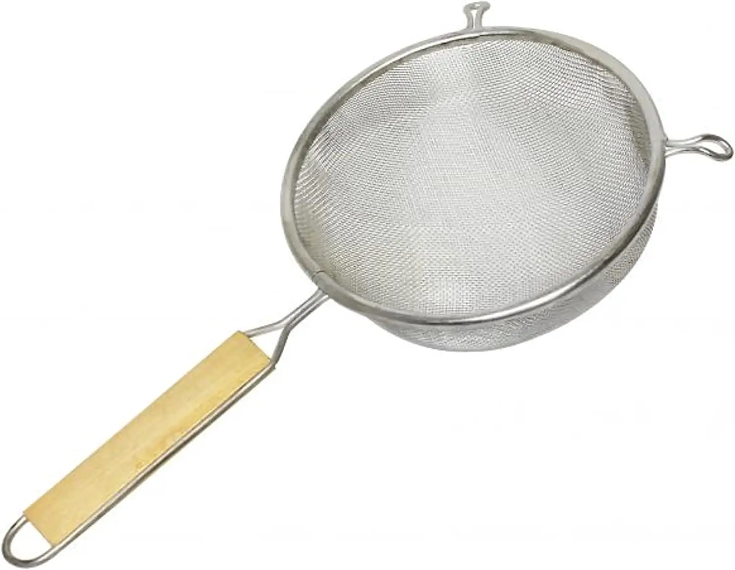 

- 6-Inch Single Fine Tin Mesh Strainer 6-3/4" Handle Length Wooden Handle- Kitchen Utensil Food Strainer Skimmer Spoon f