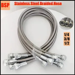 BSP 1/4 3/8 1/2 Stainless Steel Braided Hose PTFE High Temperature Corrosion Resistant Fuel Line Car Oil Gas Cooler Fuel Hose