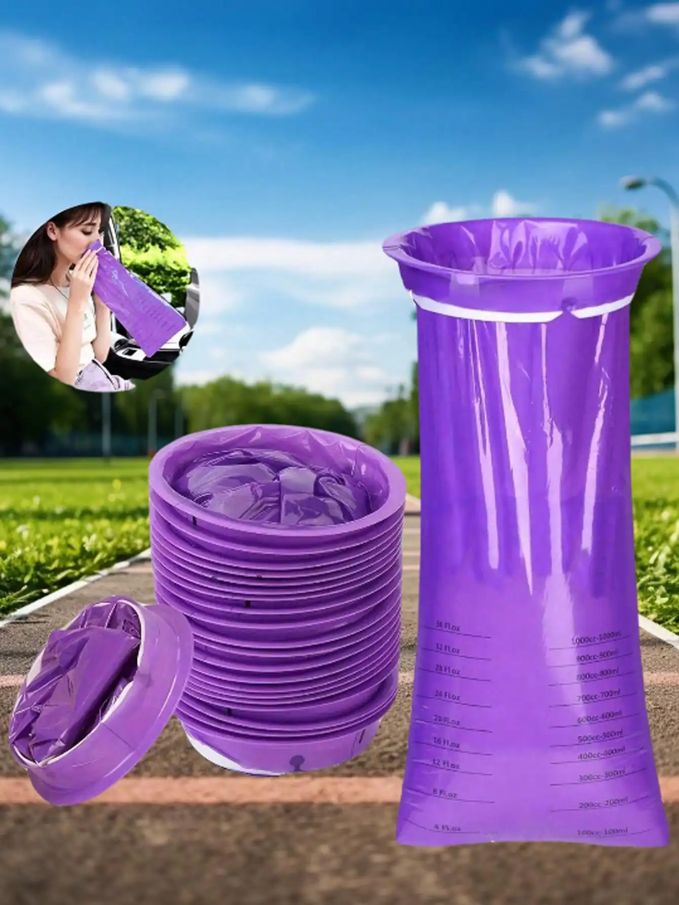 10pcs disposable vomit bag - leak proof medical grade, portable vomit bag, 2000ml per pack, suitable for nausea, car use