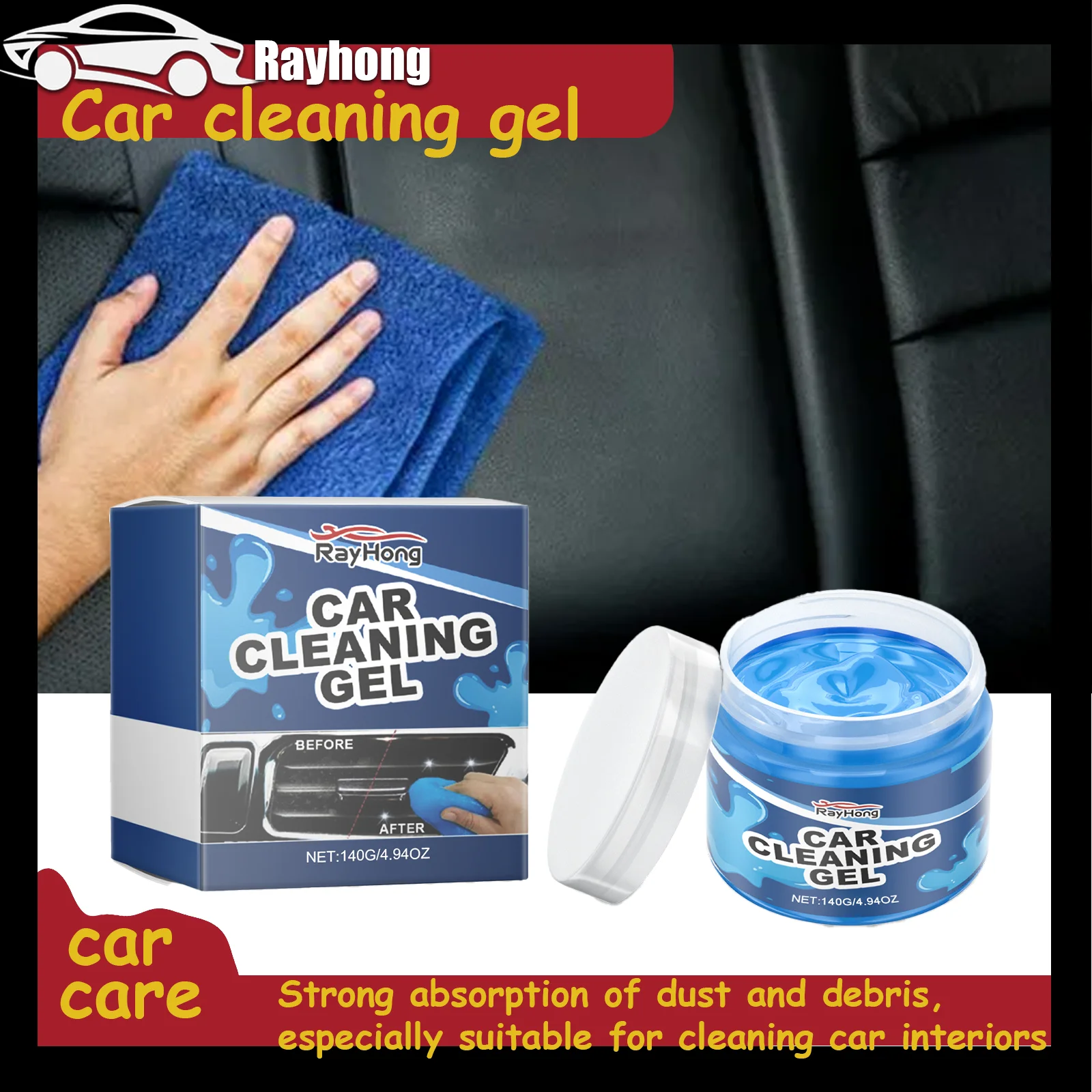 

Rayhong Гель для чистки автомобиля, шпатлевка для детализации, очиститель для автомобилей, шпатлевка для чистки салона автомобиля для дома, офиса, клавиатуры, компьютера