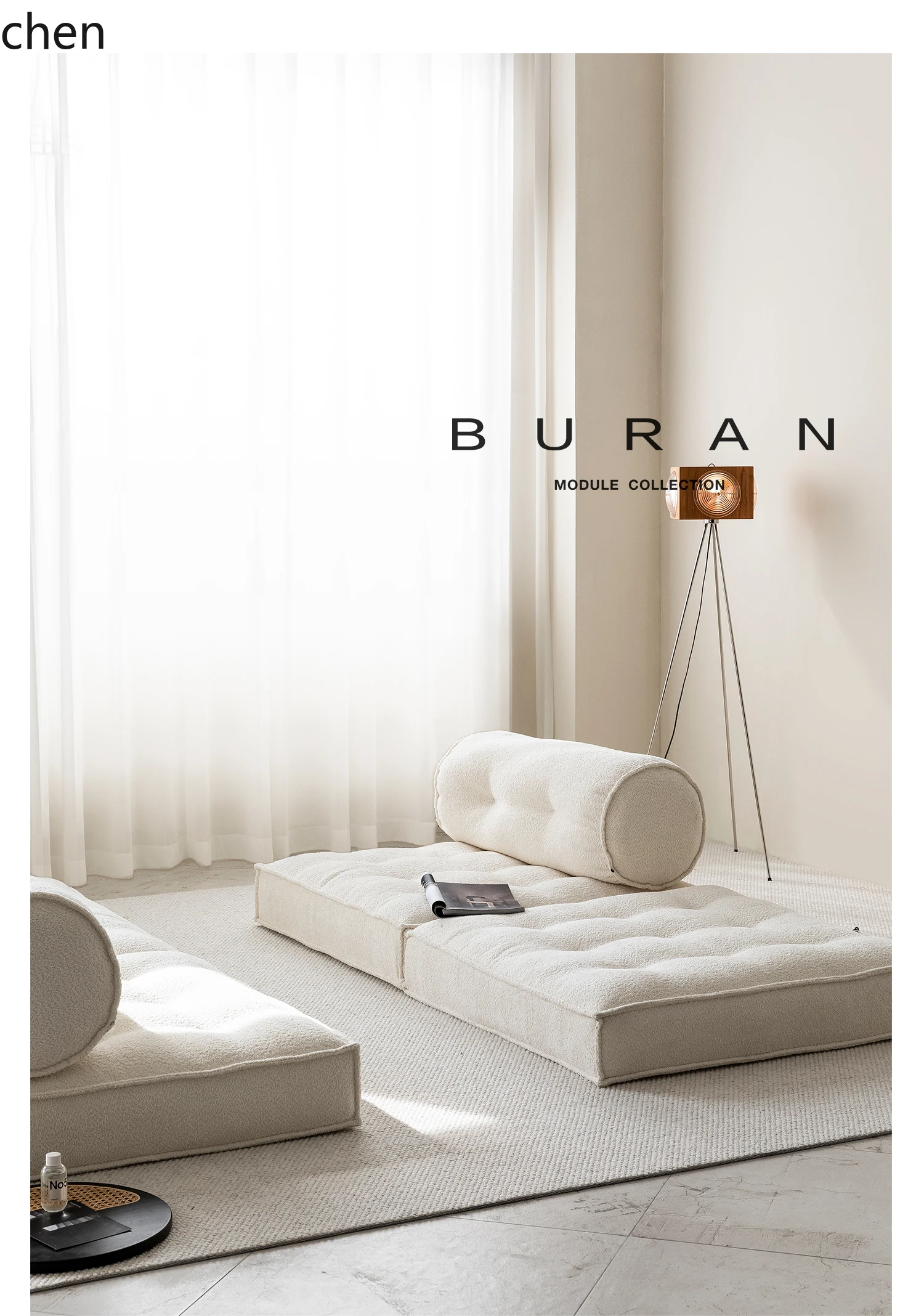 CZ tofu cubes folding dual-purpose floor-to-ceiling white fabric module sofa bed removable and washable lazy sofa
