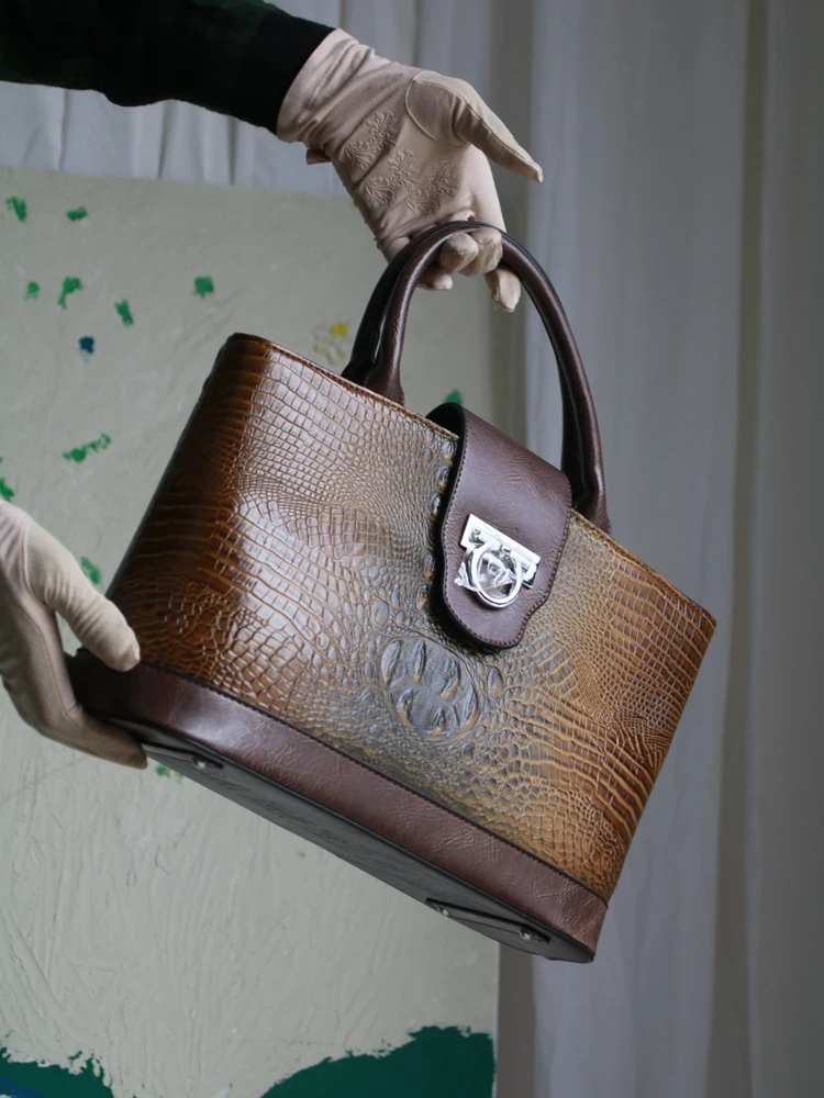 Fashion Retro Crocodile Pattern Leather Bag\Handbags For Women Designer Lady Tote New Lady Shoulder Bag Messenger bag Big